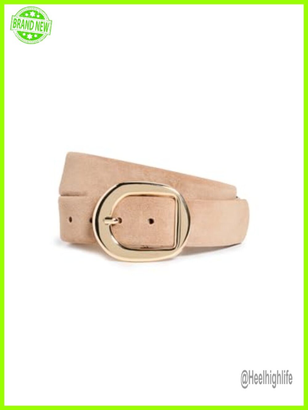 Suede Belt with Gold-Tone Buckle 1.5in Width